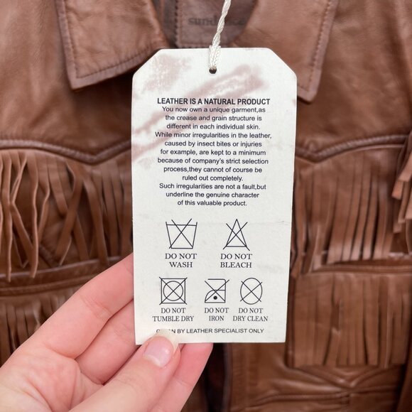 Sundance Leather Fringe Brown Western Jacket Petite Small New with Tags - Picture 10 of 16